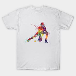 Girl Baseball Catcher Softball Player Watercolor T-Shirt